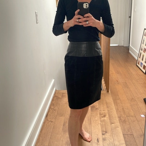 Vintage Charles Klein Black Leather suede 1980's Pencil Skirt size 4 - Picture 12 of 12
